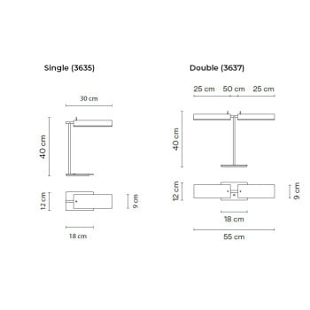 Specification Image for Vibia Asia LED Table Lamp