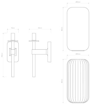 Specification Image for Astro Tacoma Single Reed Wall Light