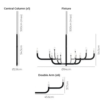 Specification Image for Luceplan J-us 12 Light LED Pendant