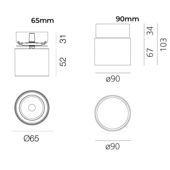 Specification Image for Artemide Hoy LED Semi-Recessed Spotlight