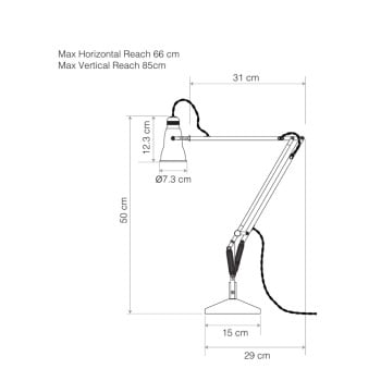 Specification Image for the Anglepoise Original 315 Desk Lamp - Navigation Edition 
