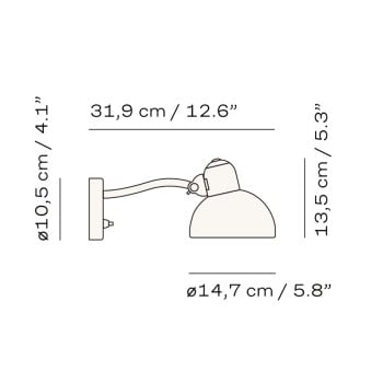 Specification Image for Fritz Hansen Kaiser Idell 6567 Wall Light