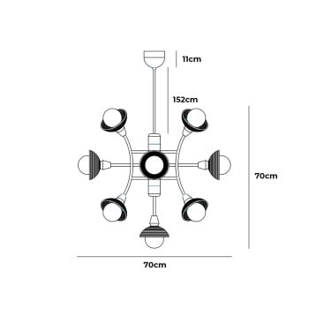 Specification Image for Bert Frank Eos 13-Light Chandelier