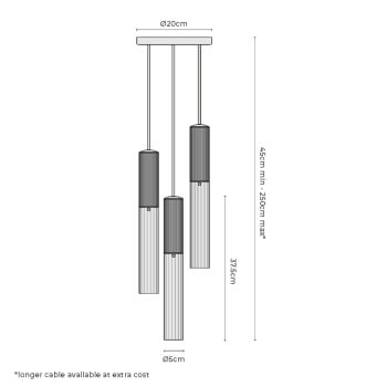 Specification Image for J. Adams & Co Flume 50 3 Drop Pendant