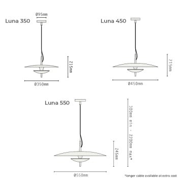 Specification Image for J. Adams & Co Luna LED Pendant