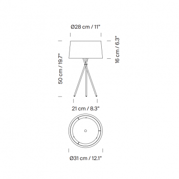 Specification image for Santa & Cole Tripode M3 Table Lamp