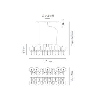 Specification image for Axolight Spillray 26 Linear Suspension 