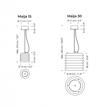 Specification image for Santa & Cole Maija LED Pendant