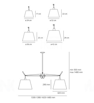 Specification image for Artemide Tolomeo Basculante Suspension light