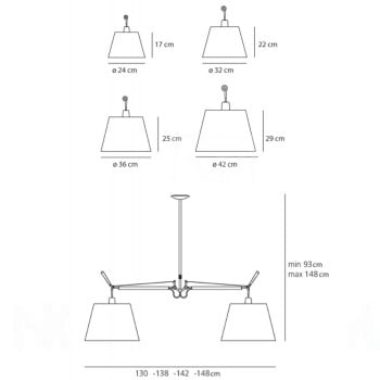 Specification Image for Artemide Tolomeo Basculante Suspension light