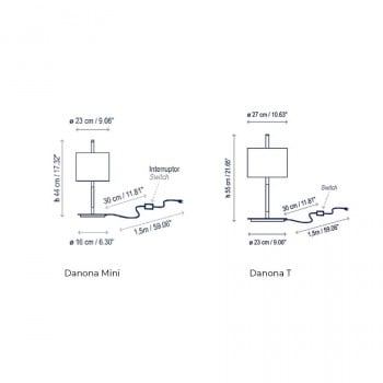 Specification image for Bover Danona Table Lamp