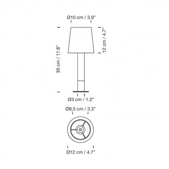 Specification image for Santa & Cole Basica Minima Table Lamp