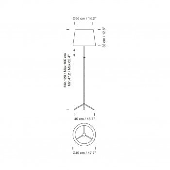 Specification image for Santa & Cole Pie de Salon G1 Floor Lamp