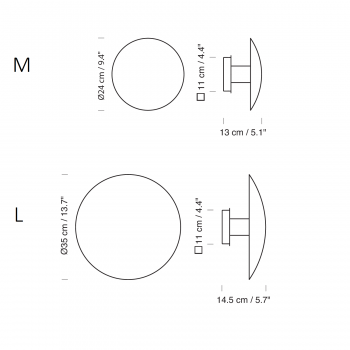 Specification image for Santa & Cole Disco LED Wall Light - Large