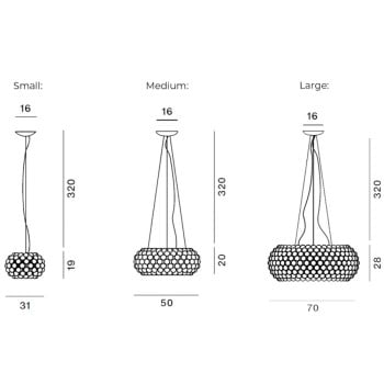 Specification Image for Foscarini Caboche Plus LED Pendant