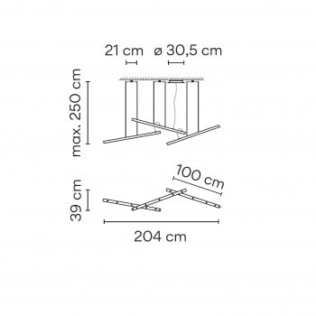 Specification image for Vibia Halo Lineal 2341 Triple LED Suspension Light