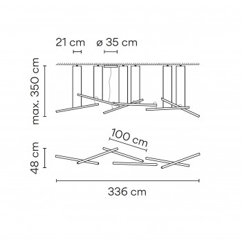 Specification image for Vibia Halo Lineal 2342 Six LED Suspension Light