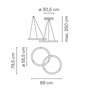 Specification image for Vibia Halo Circular 2331 Double LED Suspension Light