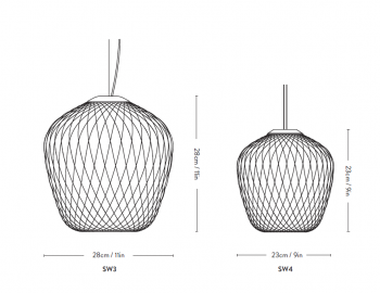 Specification image for &Tradition Blown Pendant SW3 and Sw4