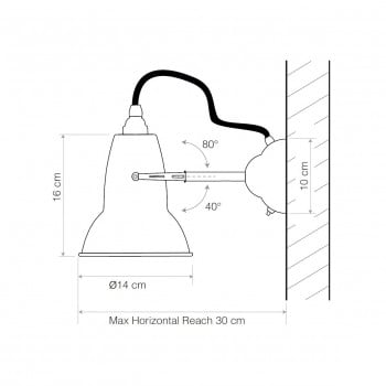 Specification image for Anglepoise Original 1227 Brass Wall Light