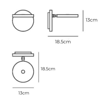 Specification Image for Artemide Demetra LED Wall Light