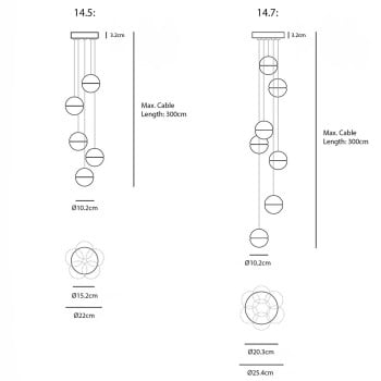 Specification Image for Bocci 14 Series Multi Pendant