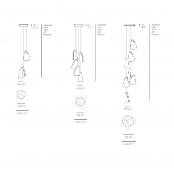 Specification image for Bocci 21 Series Multi Pendant