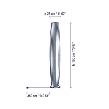 Specification Image for Bover Maxi P/180 Outdoor LED Floor Lamp