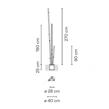 Specification image for Vibia Bamboo 4812 Triple LED Outdoor Floor Lamp