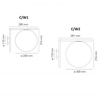 Specification image for Flos IC Ceiling/Wall Light