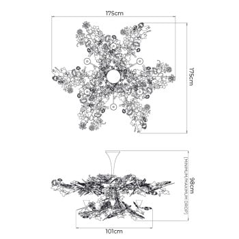 Specification Image for Porta Romana Ivy Shadow Chandelier