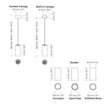 Specification image for Santa & Cole Cirio Simple LED Pendant