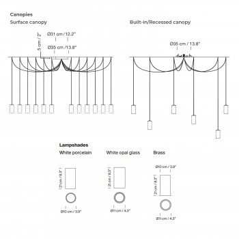 Specification image for Santa & Cole Cirio Mulitple LED Suspension
