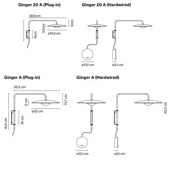 Specification Image for Marset Ginger LED Wall Light