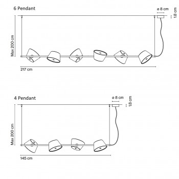 Marset Tam Tam 4 & 6 Pendant Light Specification 