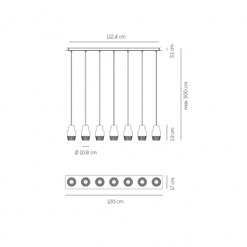 Specification image for Axolight Fedora 7 Suspension