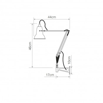 Specification image for Anglepoise Original 1227 Brass Lamp with Wall Bracket
