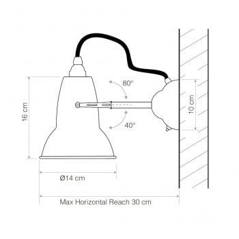 Specification image for Anglepoise Original 1227 Wall Light