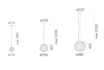 Specification image for Artemide Meteorite Suspension Light