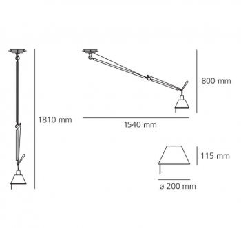 Specification image for Artemide Tolomeo Decentrata Aluminium