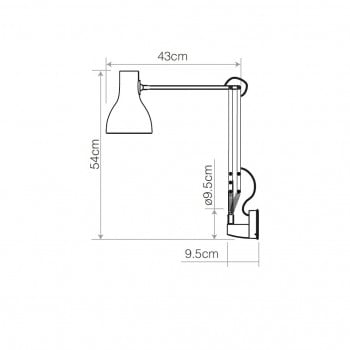 Specification Image for Anglepoise Type 75 Lamp with Wall Bracket