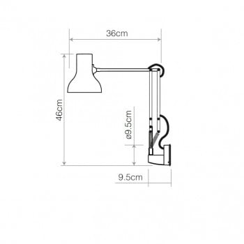 Specification image for Anglepoise Type 75 Mini Lamp with Wall Bracket