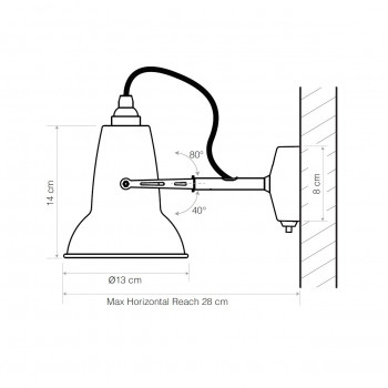 Specification image for Anglepoise Original 1227 Mini Wall Light