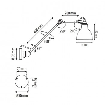 Specification image for DCW éditions Lampe Gras 304 L40 Ceiling/Wall Light