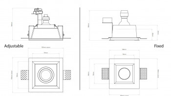 Specification image for Astro Blanco Square Recessed Downlight