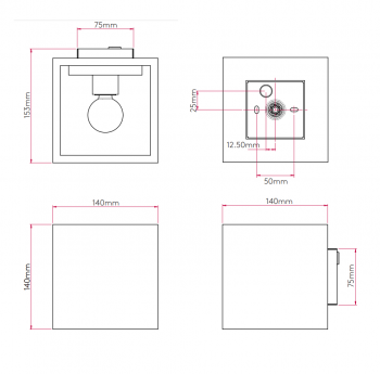 Specification image for Astro Pienza 140 Wall Light