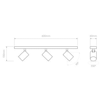 Specification Image for Astro Ascoli Triple Bar Ceiling Light