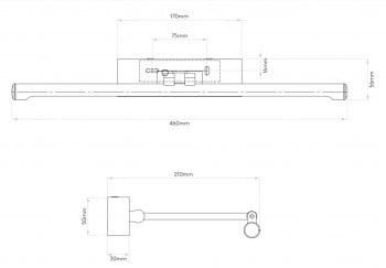 Specification image for Astro Goya 460 LED Picture Light 