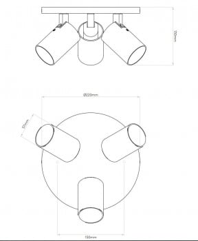 Specification image for Astro Ascoli Triple Round Ceiling Light