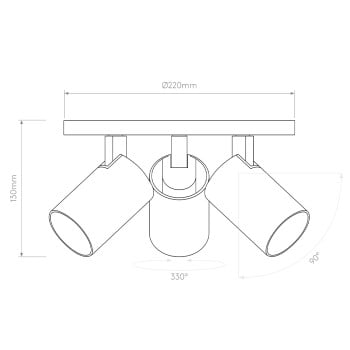 Specification Image for Astro Ascoli Triple Round Ceiling Light